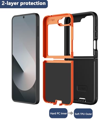 Rubcase 54W4 For Samsung Galaxy Z Flip 6 Case With Kickstand Belt Clip, Heavy Duty Military Grade Drop Protection Full Body Shockproof Rugged Protective Holster Phone Case thumb #4