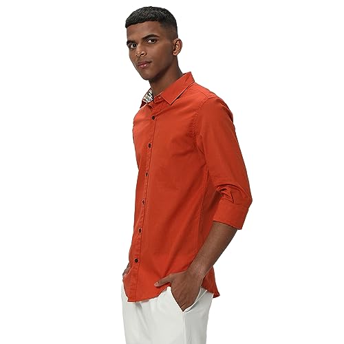 Image of MUFTI Mens Cotton Linen Slim Fit Shirt