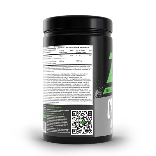 Foto von ZEC+ Creatin Monohydrat Pulver - 500 g reines Kreatinpulver geschmacksneutral, Kreatin Pulver für intensives Krafttraining & Bodybuilding, MADE IN GERMANY