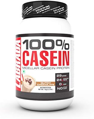 Labrada 100% CASEIN Micellar Casein Protein (24g Slow-Release Protein, 0g Sugar, No Artificial Colors, 29 Servings) - 2.2 lbs (1kg) (Dutch Chocolate)