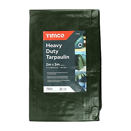 TIMCO Tarpaulin - Heavy Duty and Waterproof Tarpaulin Cover - 2 x 3m - Green