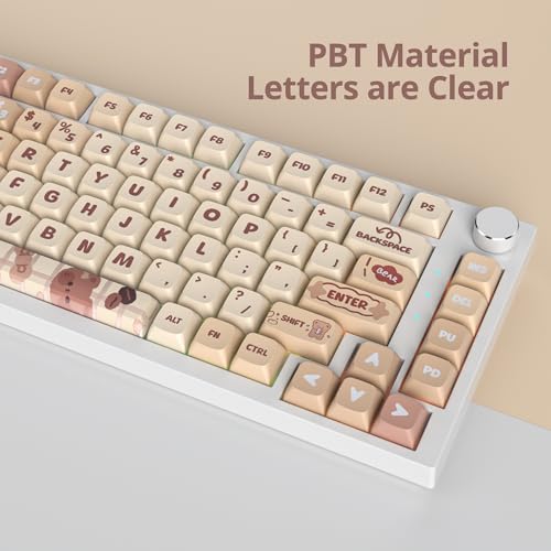 Image of 133 Keys PBT Keycap XDA Profile Keycaps Dye-Sublimation Custom Keycaps for MX Switches 60% 75% 100% Mechanical Gaming Keyboards(Caramel Bear)