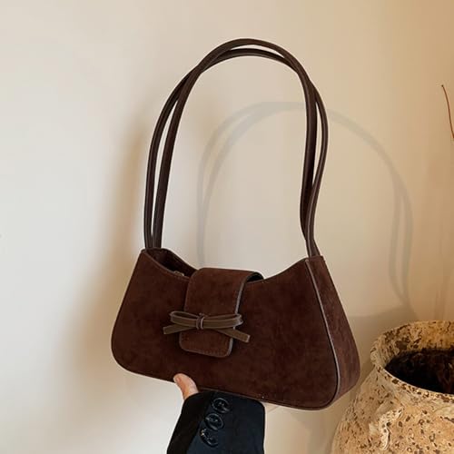 Image of YFGBCX Shoulder Bag for Women, Hobo Handbags Trendy Y2K Purses Suede Clutch Bag Cute Bow Purse