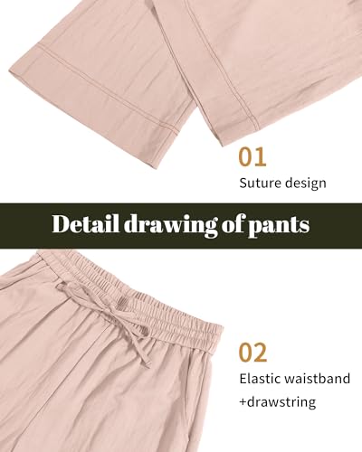 Image of KICZOY Women Flowy Pants Drawstring Waist Wide Leg Palazzo Beach Pants Loose Fit with Pockets