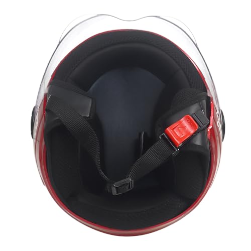 Image of ASR Junior Riders Helmet, High-Impact ABS Shell, Scratch & UV Resistant, Wide-View Visor, ISI Approved, Boys & Girls,Size-XS (Red)
