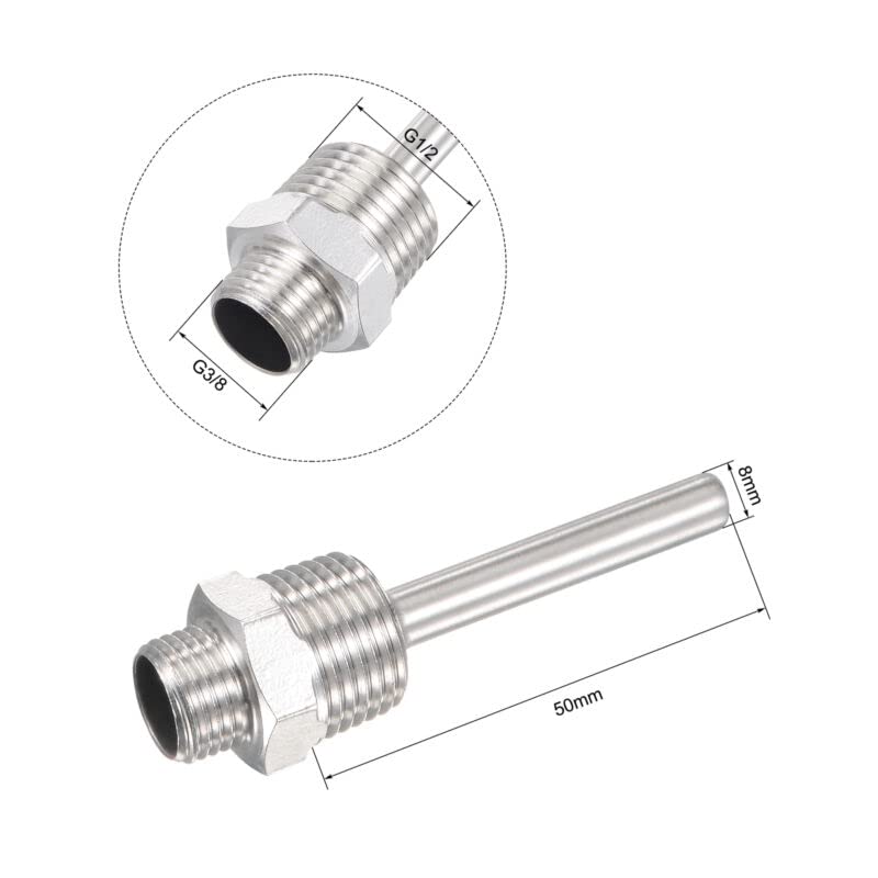 Tool parts 8mm G1/2 Thermowell Weldless Stainless Steel 201 50mm With Casing Pipe