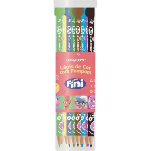 Lápis De Cor Triangular Com Pompom Fini - Pote C/12 Unid. Leo&leo