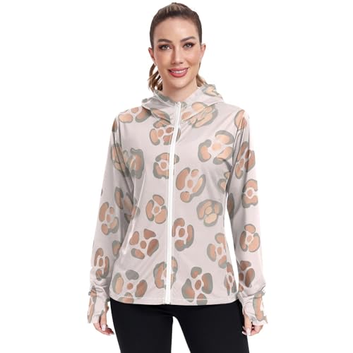 Chemise protection solaire femme manches longues motif léopard rose pour peau sensible