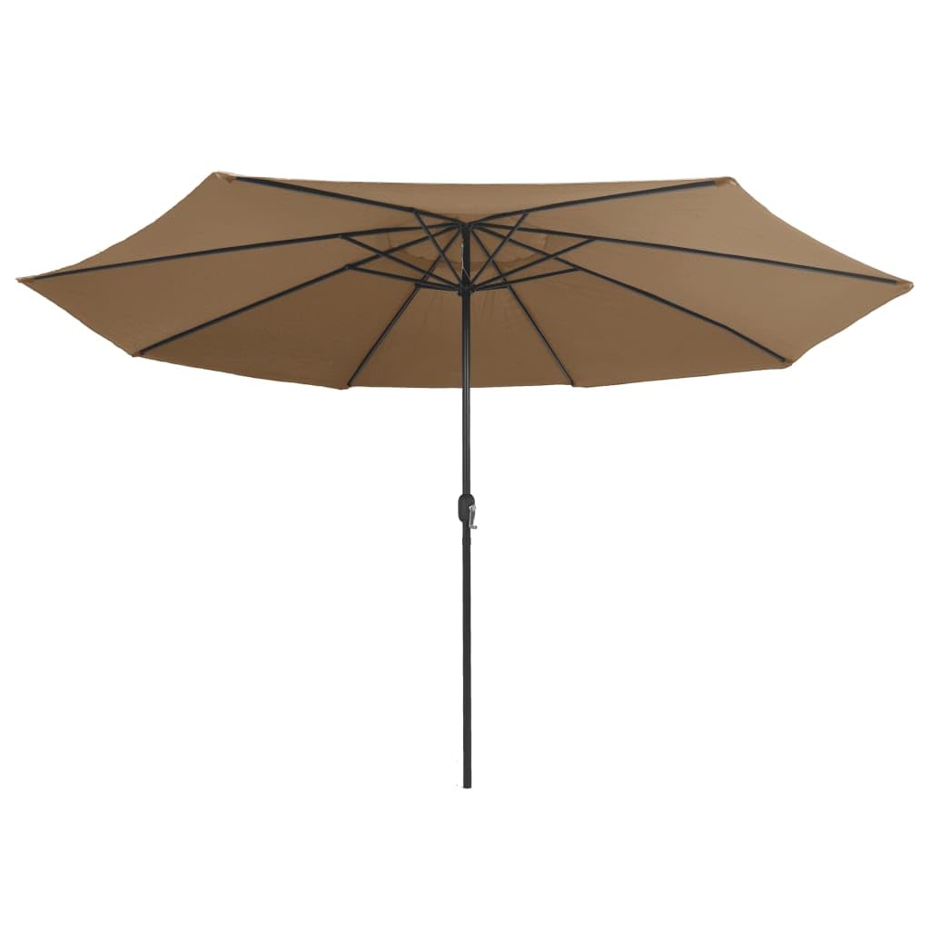 Parasol ogrodowy, parasol przeciwsłoneczny, baldachim do ogrodu, na zewnątrz, na patio, z metalowym słupkiem, 390 cm, kolor taupe