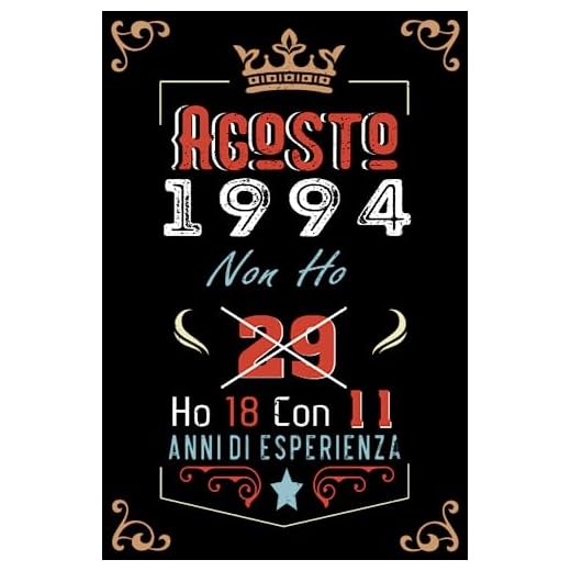 Non ho 29 ho 18 con 11 anni di esperienza: Taccuino| Agosto 29 Regalo di compleanno per uomini donne ragazze ragazzi Compleanno 1994 Personalizzato
