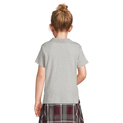 Lands' End School Uniform Girls Short Sleeve Feminine Fit Interlock Polo Shirt Large Gray Heather #TOP3