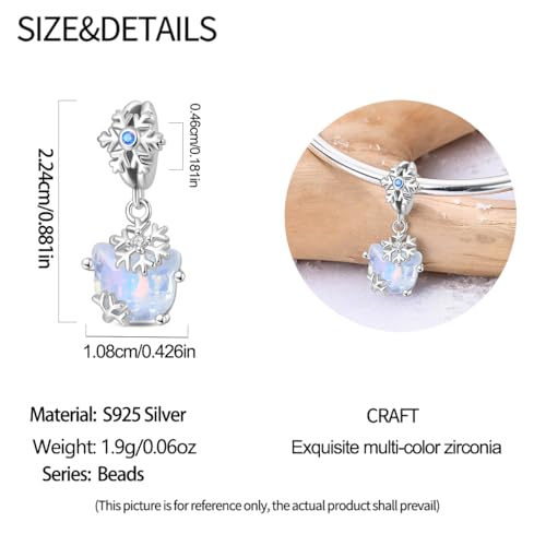 Image of 925 Sterling Silver Charms,Hypoallergenic Beads,Compatible with Pandora Bracelets and Necklaces,Women Holiday Gift Pendants