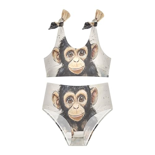 Monkey in Tub Paint Girls Bikini Sets 2 Piece Swimsuits Bathing Suit Swimwear3