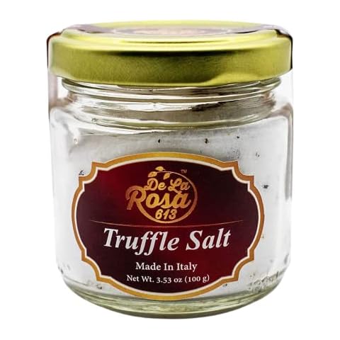 De La Rosa Italian Truffle Salt, Kosher, Vegan, Non-GMO & Gluten Free, Finishing Salt, Sprinkle Over Pastas, Meats, Potatoes, Salad & More, Italian Seasoning Salt 100 gram (Pack of 1) Cover