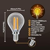 Aigostar E14 Filament Bulbs 4W, LED Small Edison Screw Golf Ball SES Bulb 470LM, 2700K Warm White, 40W Equivalent Clear Vintage Light Bulb for Decorative 5-Pack in 1 Box - Image 2