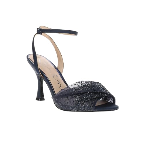 NINA Womens Vida Rhinestone Ankle Strap Dress Sandals Mid Heel 2-3" - Blue2
