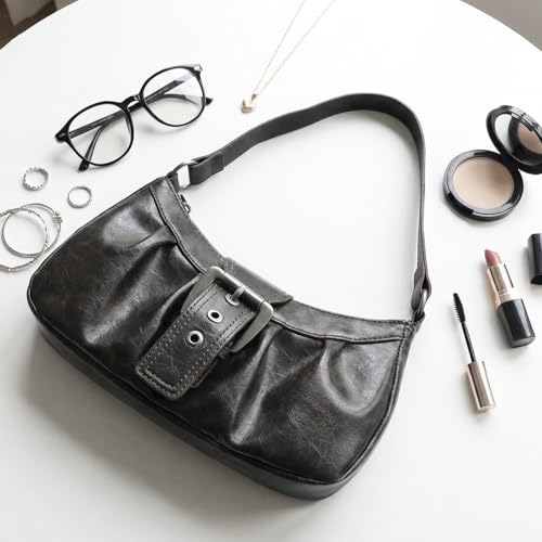 Image of Shoulder Bag for Women, Y2k Purse Top Handle Shoulder Bag Buckle Punk Hobo Clutch Purses Bags