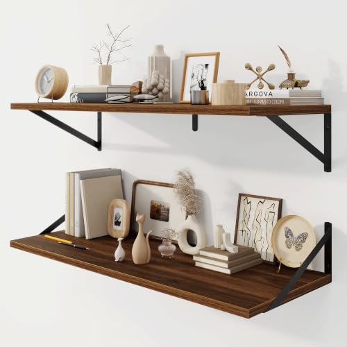 Fun Memories Schweberegal 90 x 30 cm 2er Set Wandregal mit Metallhalterungen Dekoratives Wandregal für Wohnzimmer Schlafzimmer Badezimmer (… – Ansicht 1