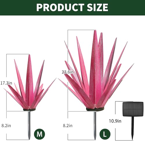 Image of KODIBO Large Metal Agave Plant Outdoor Decor with Solar Light, Dark Blue