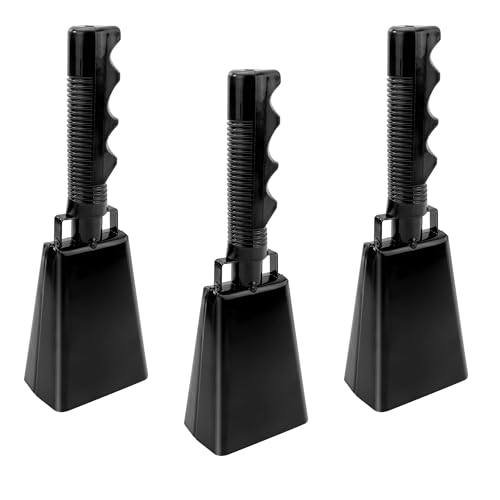 Cloches de vache de 21,8 cm avec poignée robuste lot de 3 sonnettes d'appel noires