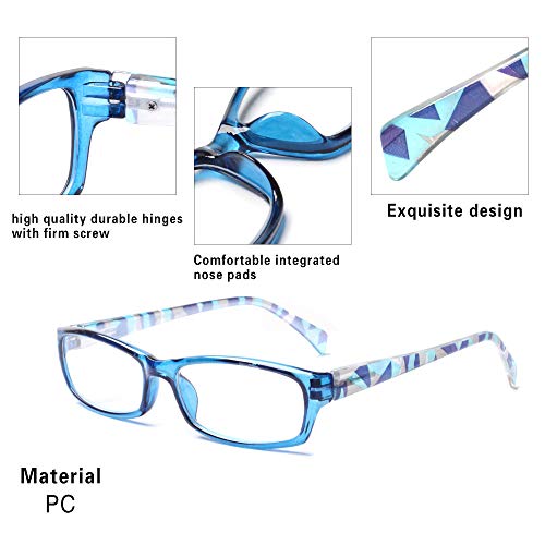 Image of Henotin 5-Pack Reading Glasses Blue Light Blocking Anti Eyestrain Computer Reading Glasses for Women and Men Readers (Mixed color, 1.75, Diopters)