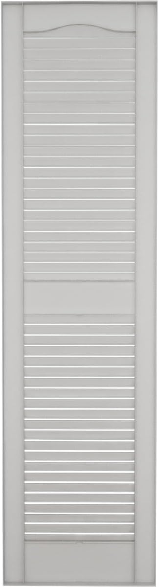 Builders Edge 14.5 in. W x 36 in. H Builders Edge, Standard Cathedral Top Center Mullion, Open Louver Shutters, Includes Matching Installation Spikes (Per Pair), 001 - White