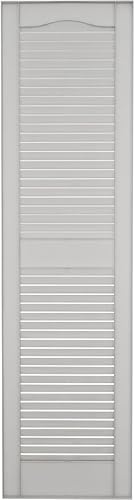 Miniatura 82 de Builders Edge 12 pulgadas de ancho x 48 pulgadas de alto, montante central superior de catedral estándar, persianas con listones abiertos, incluye