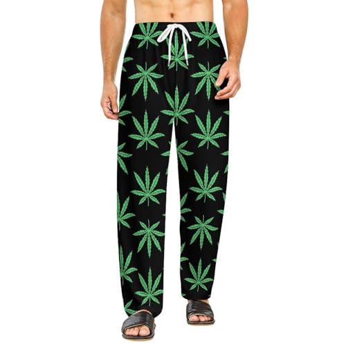 Marijuana Leafs Weed Men's And Women's Comfortable Casual Pajama Pants with Drawstring