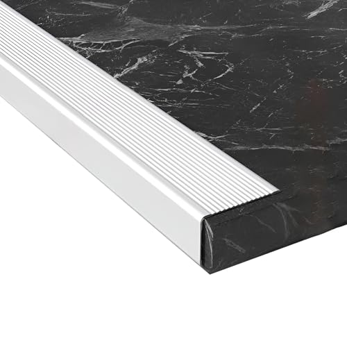 Perfil de borde para escaleras de aluminio en forma de L con tiras antideslizantes 100 cm