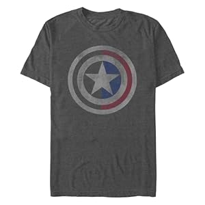 Marvel Men’s Distressed Captain America Shield T-Shirt