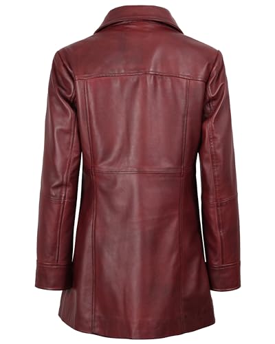 Image of Blingsoul Women's Lambskin Leather Car Coat - Vintage Real Long Leather Jacket for Women