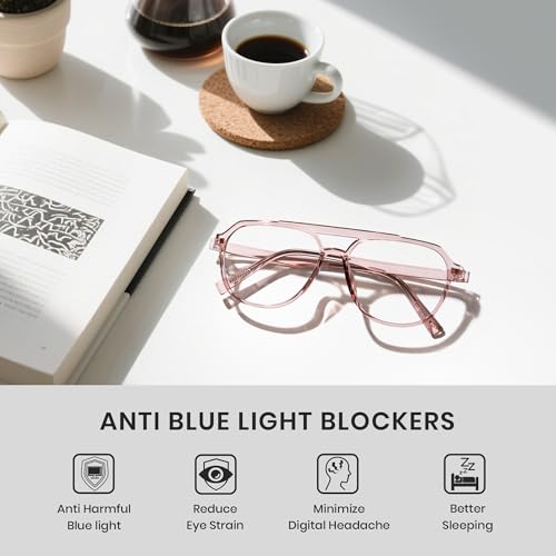 Image of Cyxus Aviator Blue Light Glasses for Women Men Reduce Eye Strain 8196 | Eye Protection,UV Protection,Retro Pilot Frame,Ideal for Office Work Daily Wear