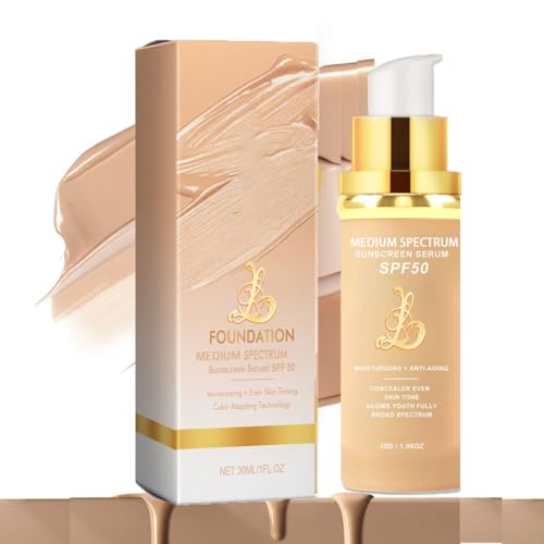 4-in-1 Foundation - Light/Medium Spectrum, Match Skin Color Changed, Waterproof, SPF 50+ Concealers (Medium, Spectrum)