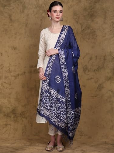 Women's Art Silk Dupatta with Printed Pattern Ethnic Print Design Stole, Chunni for Girls2