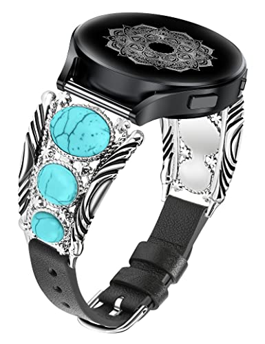 Bracelet en cuir turquoise Minyee pour Samsung Galaxy Watch, l'élégance raffinée au poignet