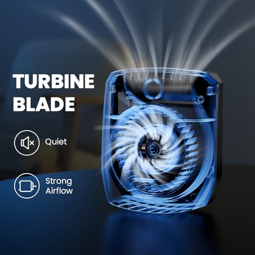 Mini ventilador de cinto portátil com clipe de cintura, 5000 mAh, ventilador de colar usável sem as