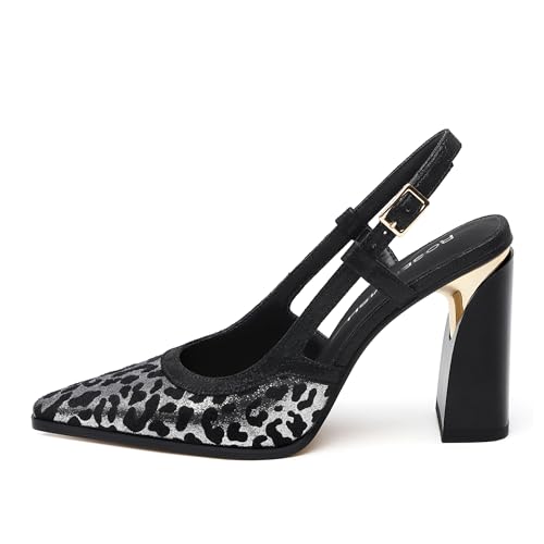 ROSERWISH Women's Slingback Pumps 3.5 Inch Block Heel - Gold Pointed Toe Party Wedding Shoes | Slip-On Comfortable Dress Heels for Prom, Classic Sexy High Heels for Women2