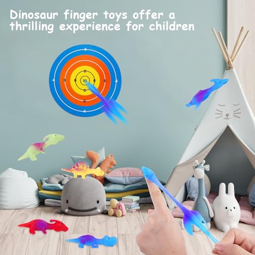Ainiv Dinosaurier-Fingerspielzeug 10 Stück - Schleuder Spielzeug, Slingshot Finger Toys, Lustige Fliegende Partyspielzeug für Kinder