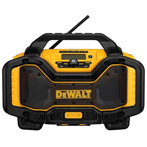 DEWALT 20V MAX Bluetooth Radio, 100 ft Range, Battery and AC Power Cord Included, Portable for Jobsites (DCR025)