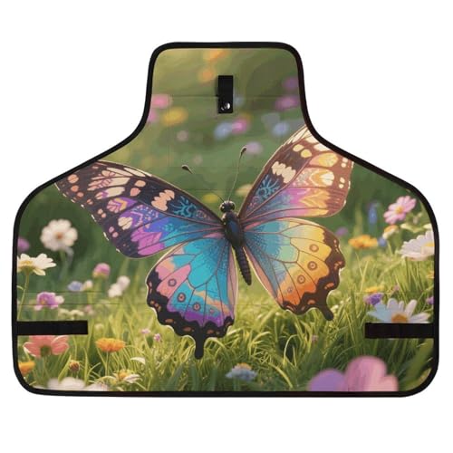 Delantal de trabajo con mariposa colorida unisex resistente miniatura 1