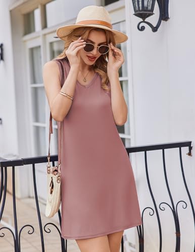 Image of Ekouaer 3 Pack Nightgowns of Women Tank Sleep Shirts Sleeveless Nightshirt for Sleeping Sleepwear V Neck Dress S-2XL