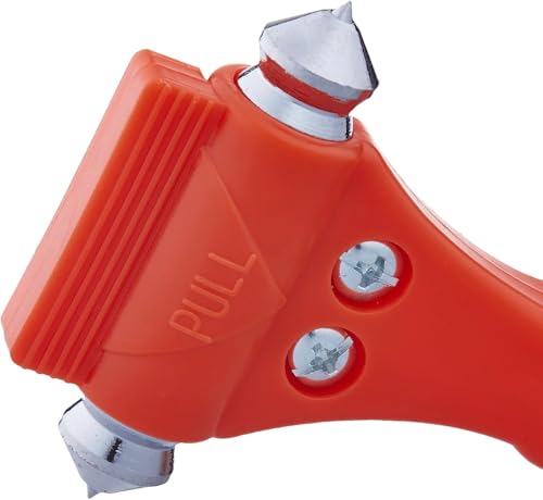 Image of Amazon Basics Car Window Hammer & Emergency Seat Belt Cutter Tool, Pack of 2 | Tungsten | Car Accessories | for Emergency, Breaking Windows & Cutting Seat Belts | Orange