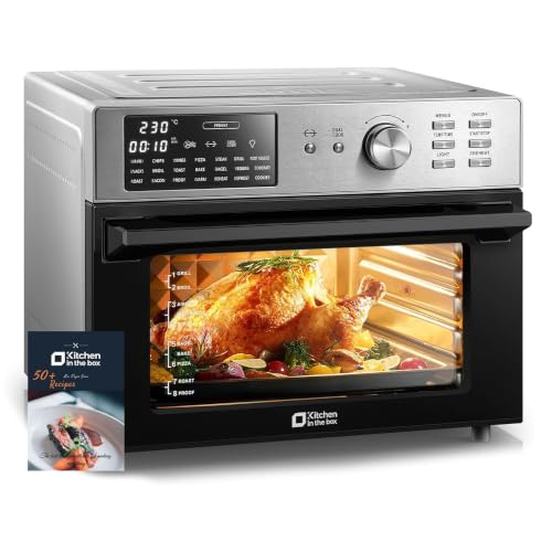 Image of Kitchen in the Box 32QT Digital Air Fryer Toaster Oven Combo, 21-in-1 Convection Oven with Rotisserie & Dehydrate, Family-Size Countertop Oven with 6 Accessories, 1800W, Silver