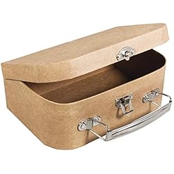 Maletas Antiguas Rayher 67205000 Maleta Papel maché, FSC Reciclado 100%, marrón (Madera), 18x12x6,5, con asidero metálico