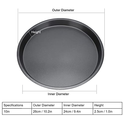 QANYEGN 10 Inch Pizza Pan, Dishwasher Safe Round Sandwich Pan, Carbon Steel Round Pizza Pan for Oven Baking Pies Cakes Bread - Image 3