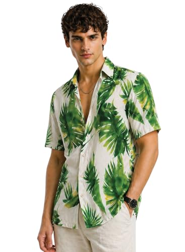 Image of ADRO Abstract Printed Shirts for Men | Breathable Cotton Rayon Fabric | Relaxed Fit Summer Shirts | Casual Party Shirt for Men