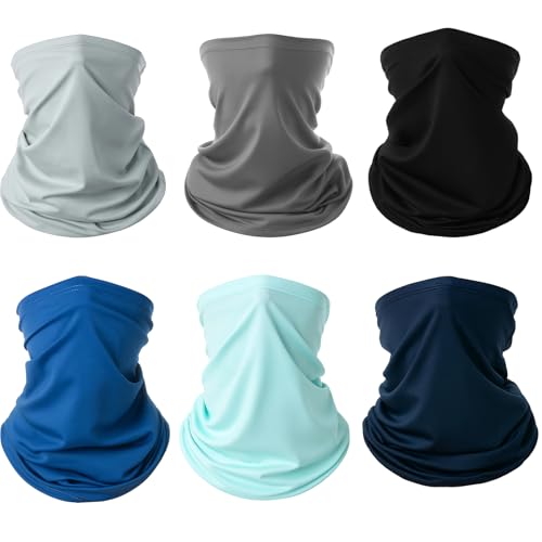 JazRvr 6 Stück Multifunktionstuch Schlauchschal Halstuch, Winddichter Mundschutz für Motorradfahren, Laufen, Radsport, Ski und Outdoor-Aktivitäten, 24 x 45 cm in 6 Farben
