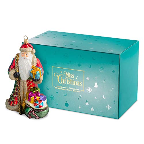 Miss Christmas 2022 Collection Santa Claus Blown Glass Christmas Tree Ornament (Classic Santa With Gift Bag) #TOP1