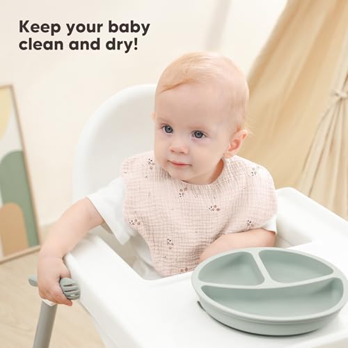 Image of Bearmoss Muslin Baby Bibs for Drooling & Teething Cotton Drool Bib 6 Pack | Soft Absorbent Adjustable Bibs for Unisex Boys and Girls,Easy to Clean for Infant,Toddler, Newborn,Wider design,0-36 Months