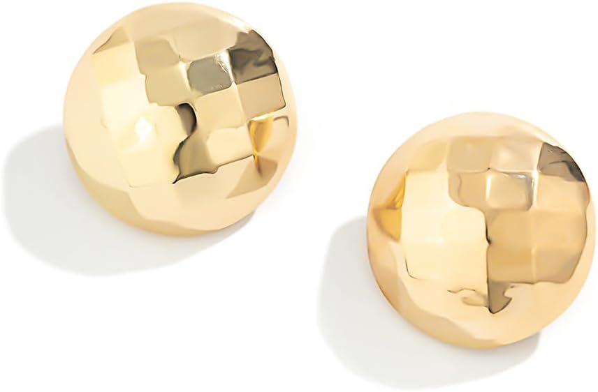 Chunky Geometric Hammered Drop Earrings for Women Teens,14K Gold Half Round Balls Dangle Statement Earrings Vintage Punk Jewelry Accessories Gifts - Image 9